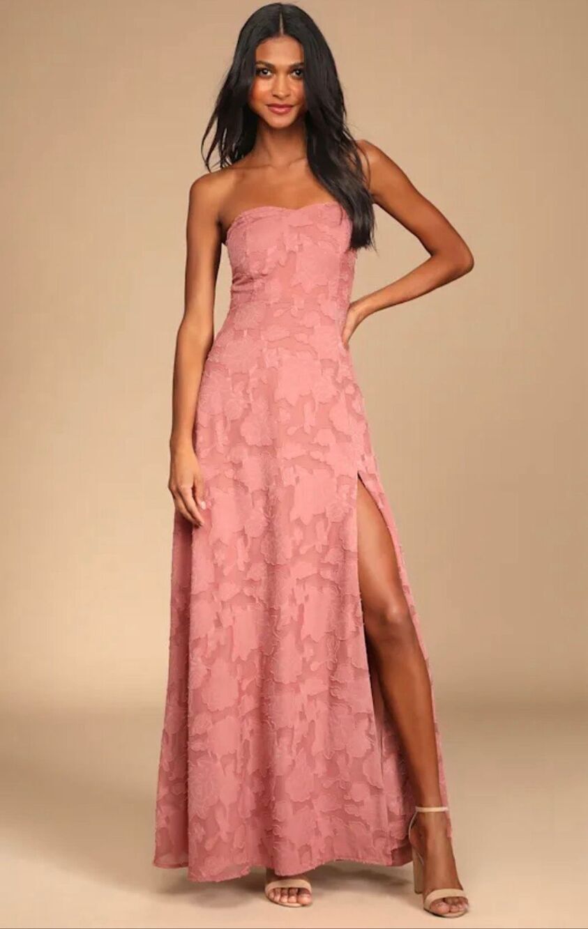 Lulus Medium Garden of Romance Rusty Rose Burnout Maxi Dress wedding